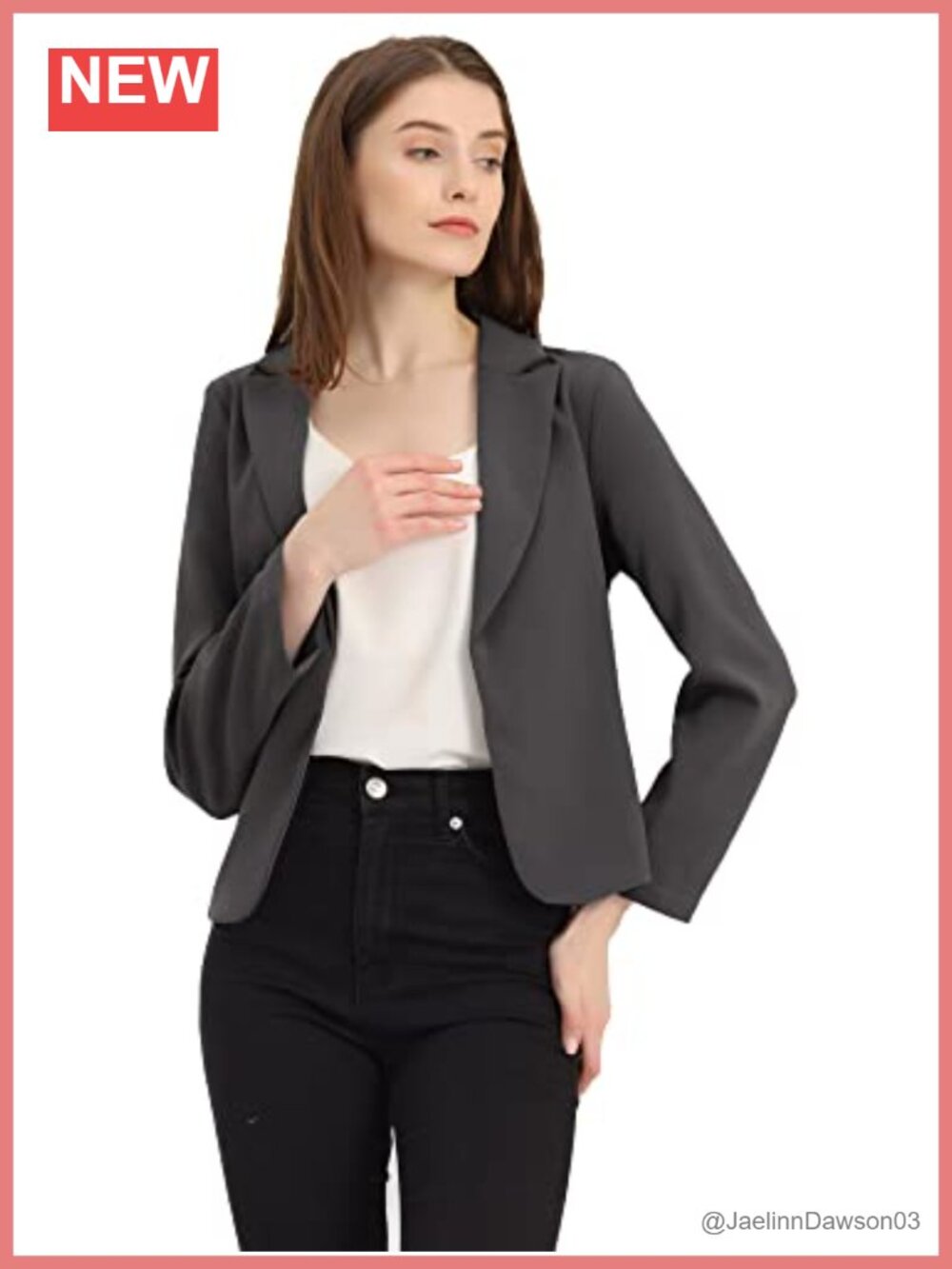 Allegra K Womens Open Front Crop Blazer Long Sleeve Notched Lapel Office